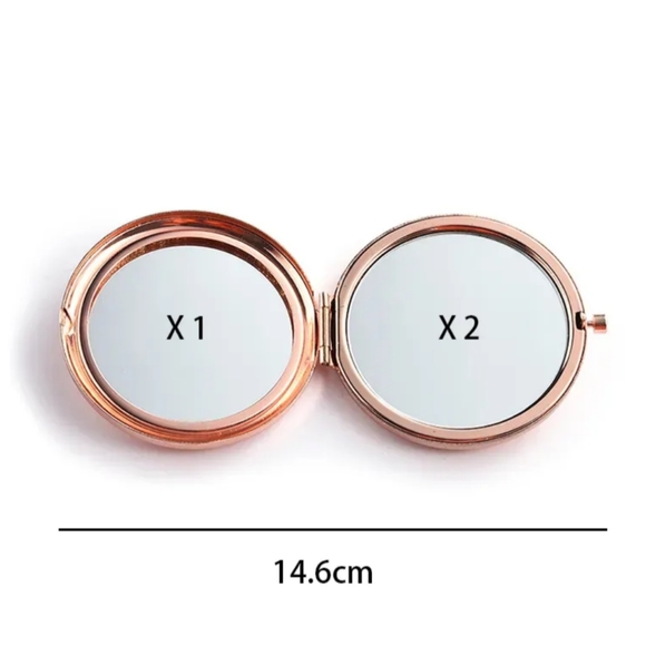 Sparkling Rose Gold Compact Makeup Mirror - Picture 6 of 11